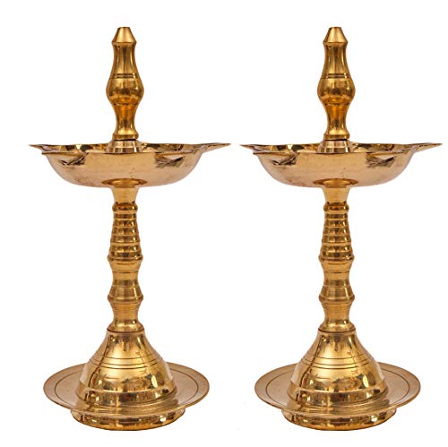 Brass Fancy Kerala Akhand Diya Oil Lamp - 8 inch