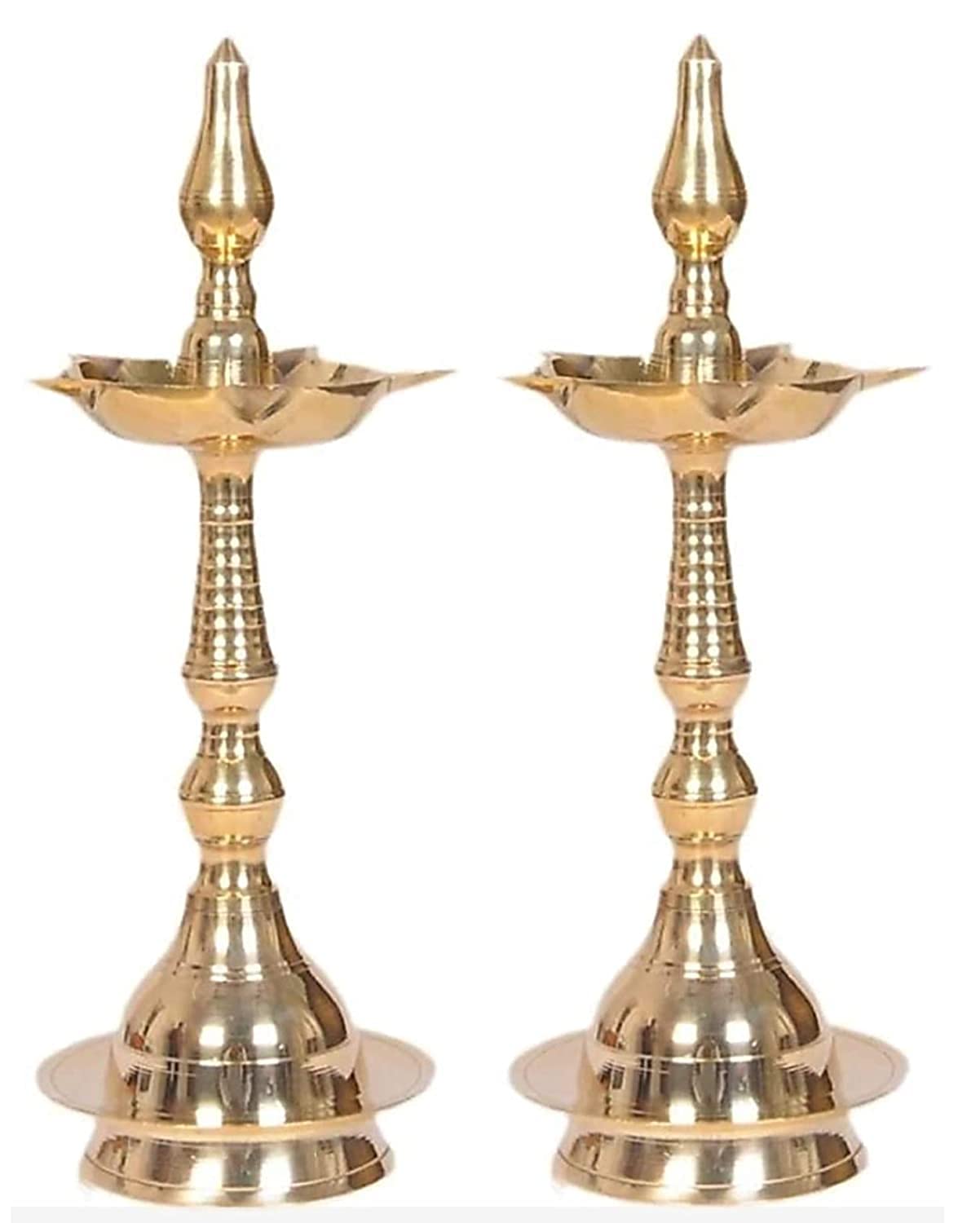 Brass Kerala Kuthu Vilakku Akhand Jyoti Diya Oil Lamp Stand - 12 inch
