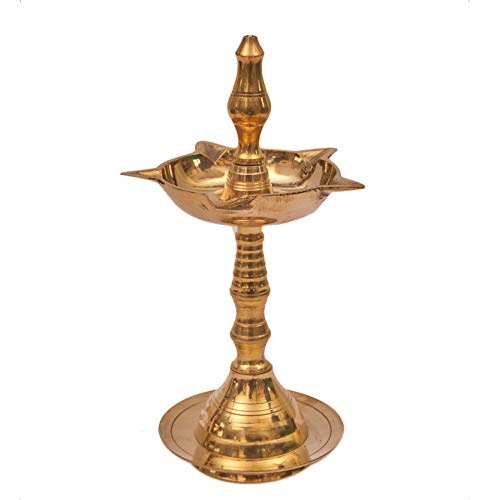Brass Fancy Kerala Akhand Diya Oil Lamp - 8 inch