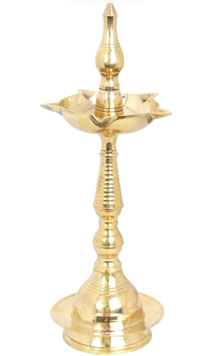 Brass Kerala Kuthu Vilakku Akhand Jyoti Diya Oil Lamp Stand - 12 inch