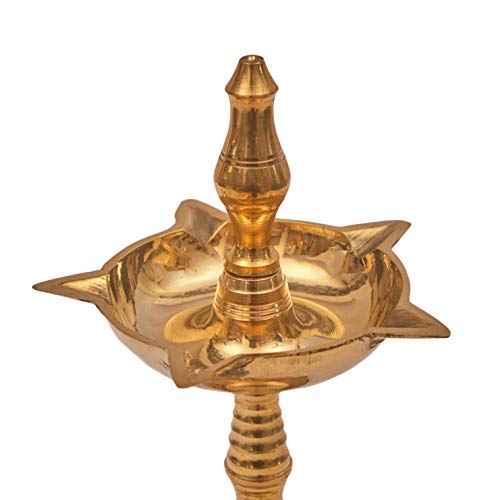 Brass Fancy Kerala Akhand Diya Oil Lamp - 8 inch - JAIN ART VILLA
