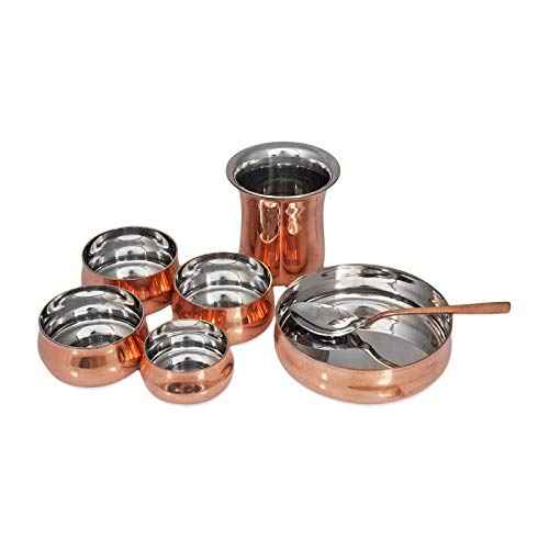 Steel Copper Traditional Curved Dinner Set - JAIN ART VILLA