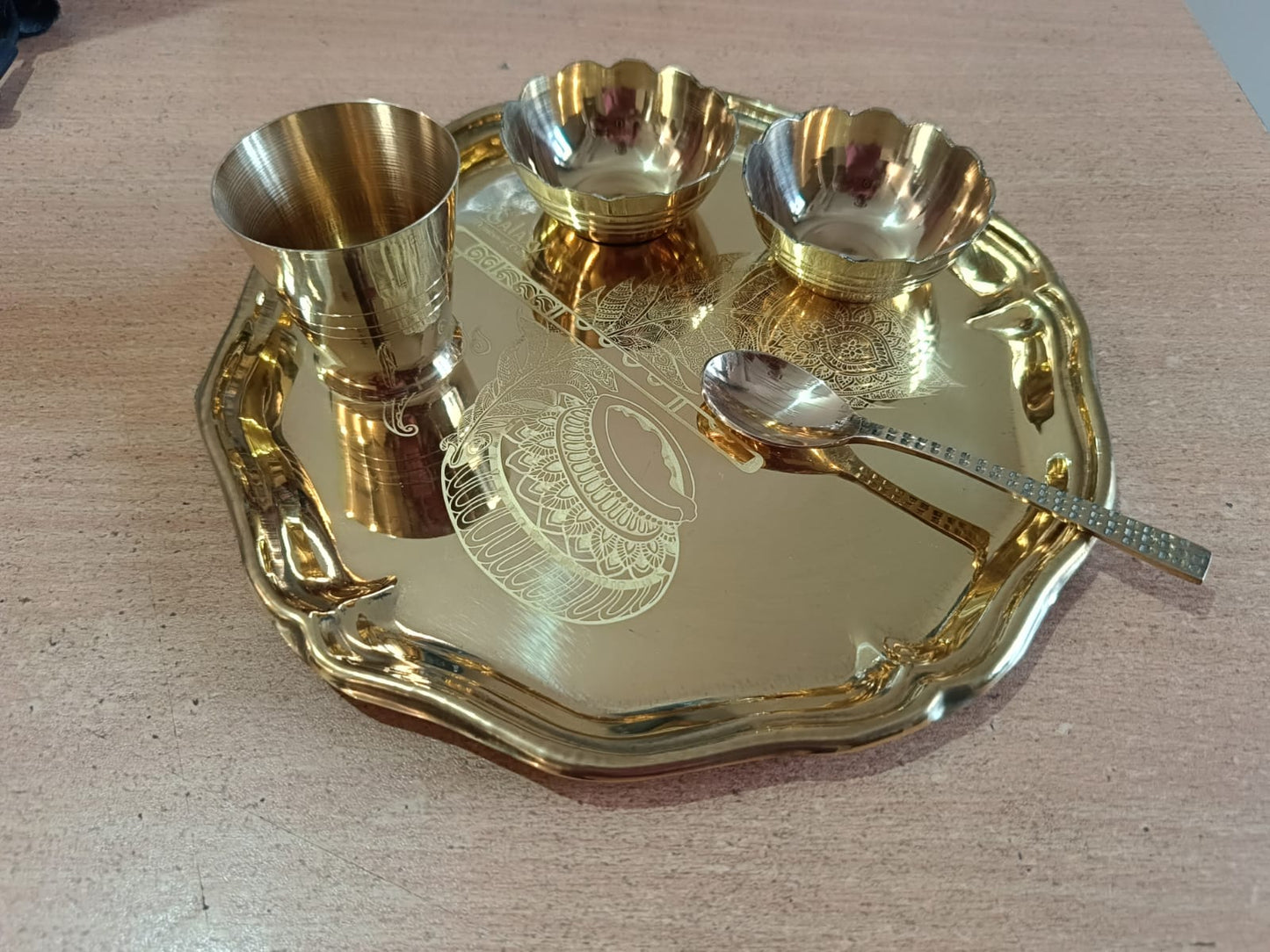 Premium Brass Bhog Thali Set for Pooja & Prasad Offering | Traditional Brass Pooja Thali