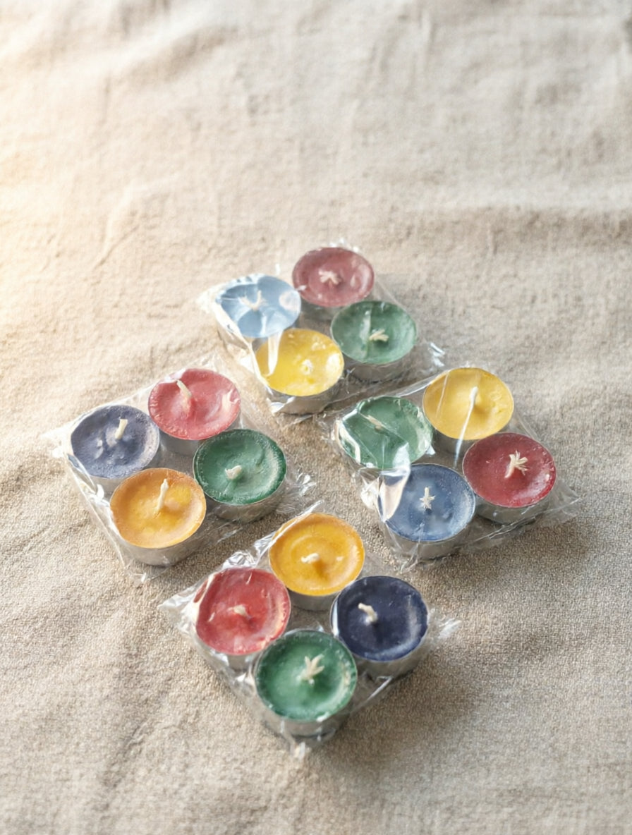 Assorted Colour Tealight Candles – Pack of 16 | Coloured Wax Tea Lights for Diwali, Pooja, Diya Décor & Gifting