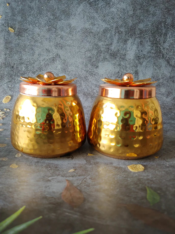 Brass Floral Jars