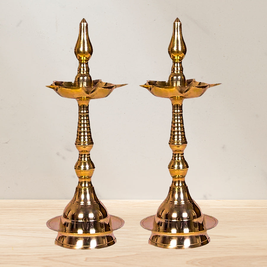 Brass Kerala Kuthu Vilakku Akhand Jyoti Diya Oil Lamp Stand - 12 inch