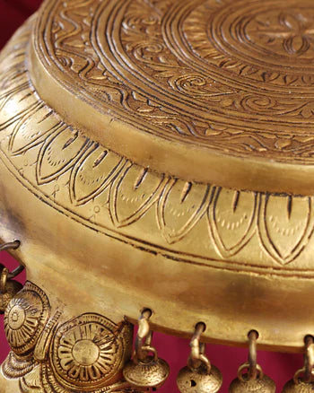 BRASS STOOL WITH HANGING BELLS (9 INCH)