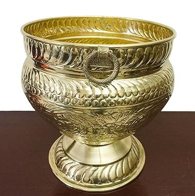 Tangerine Brass Embossed Planter - 7inch