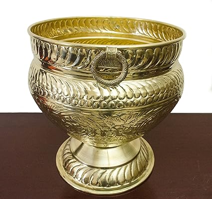 Tangerine Brass Embossed Planter - 8inch