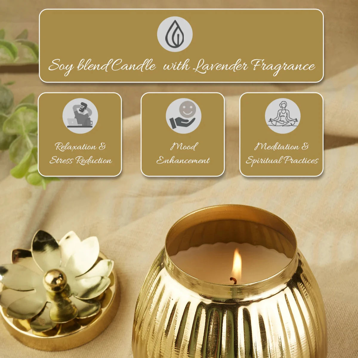 Arabic Oud Scented Golden Metal Jar Candle