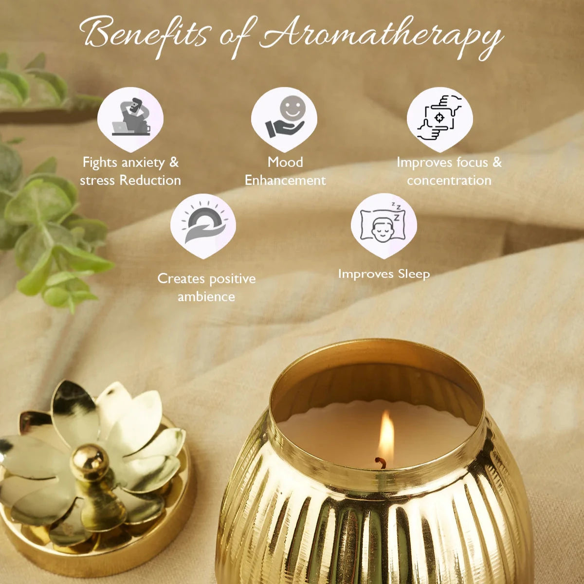 Arabic Oud Scented Golden Metal Jar Candle