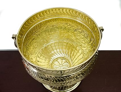 Tangerine Brass Embossed Planter - 10inch