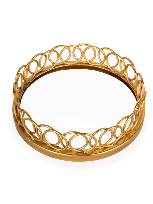 Golden Brass Jars with Mirror Tray