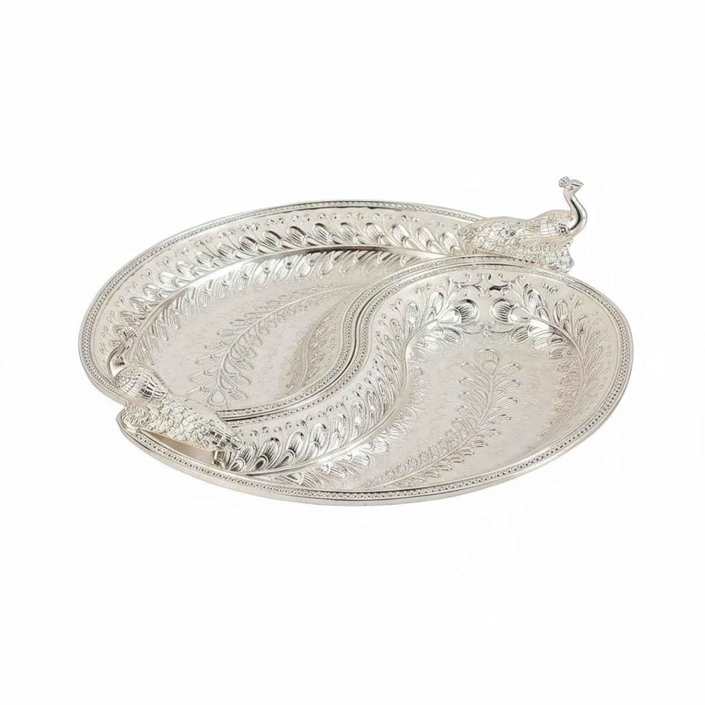 German Silver Peacock Serving Platter for Dry Fruits, Sweets, Chocolates & Festive Home Décor | Premium Decorative Gift Tray