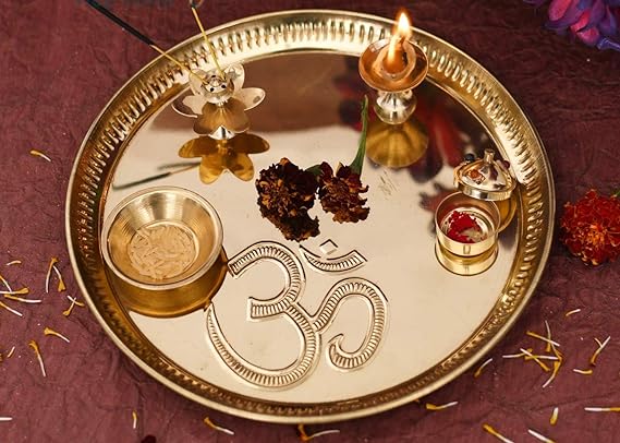 Om Brass Pooja Aarti Thali Set