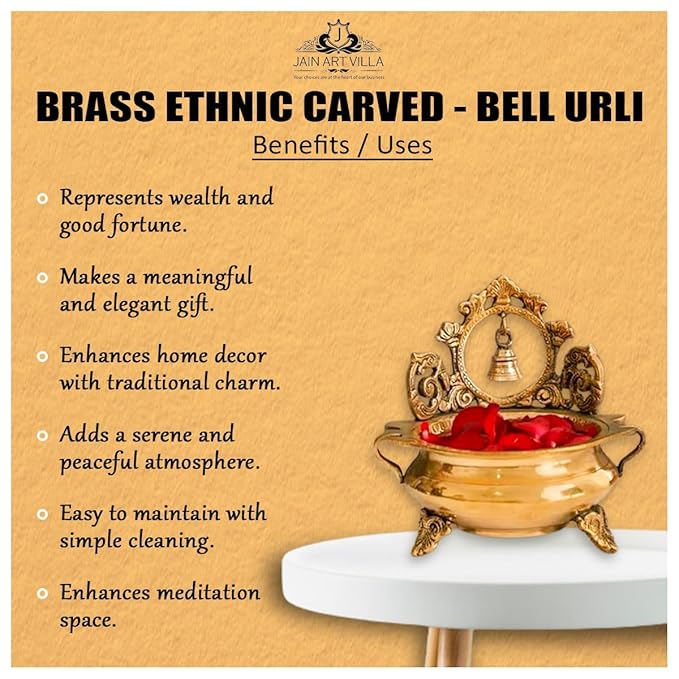 Pure Brass Ethnic Carved - Bell Design Urli Bowl