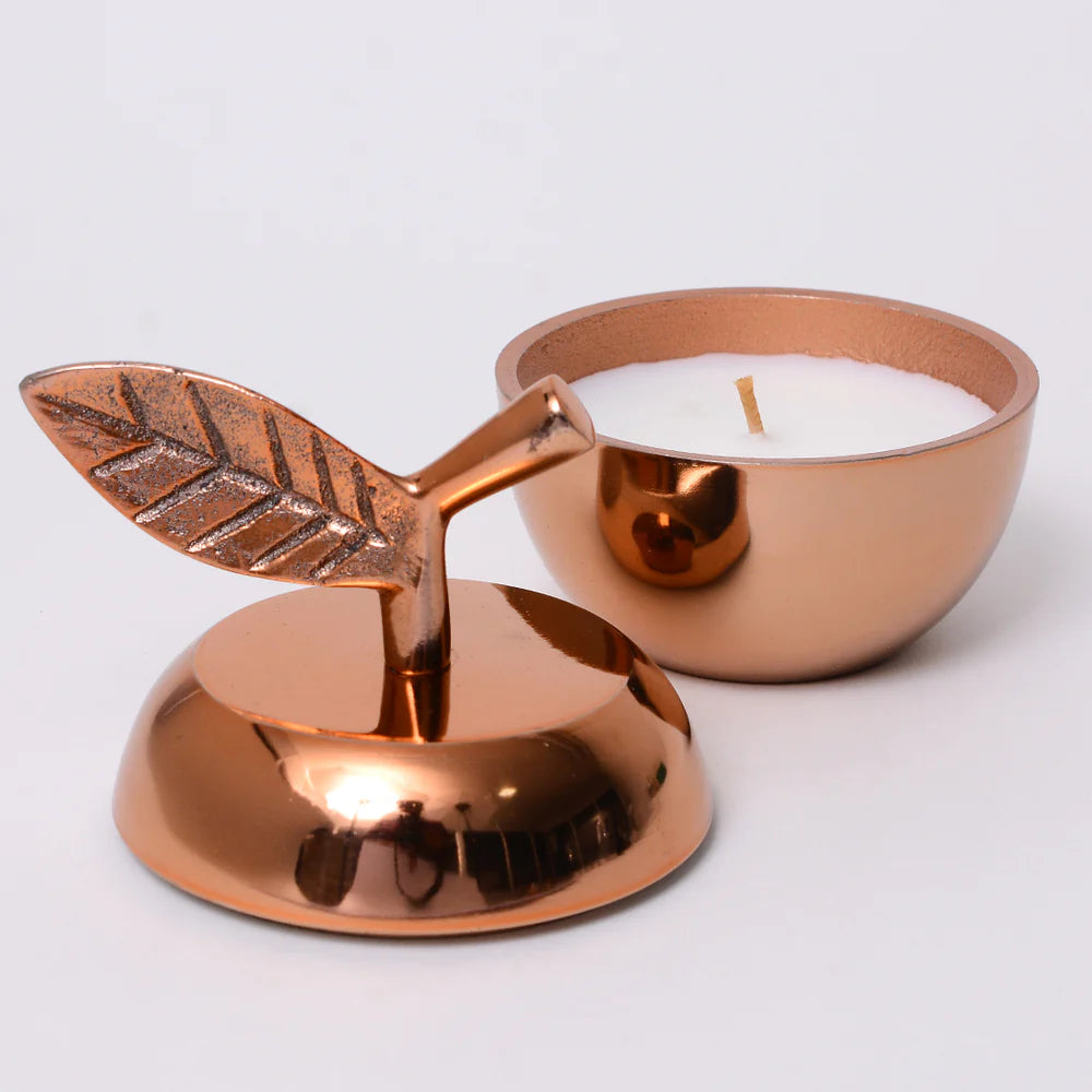 Apple-Cinnamon scented Apple-shaped Metal Fruit Candle