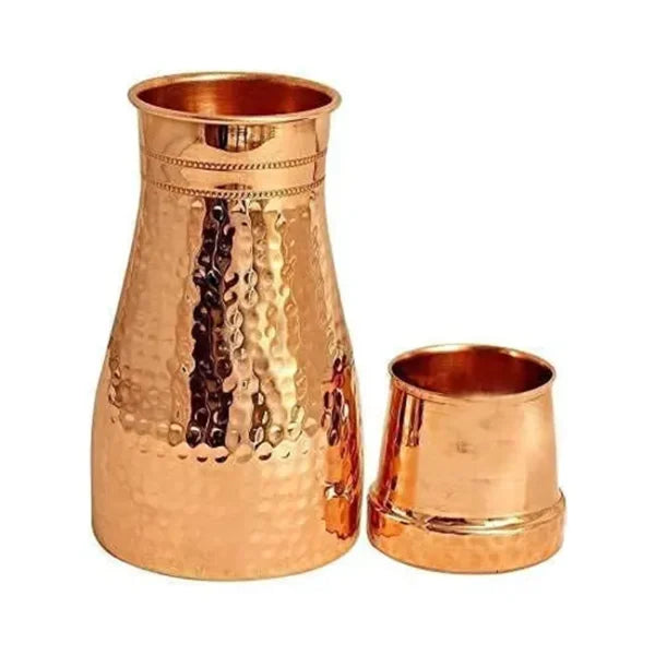 Hammered Design - 100% Pure Copper Jar with Inbuilt Glass