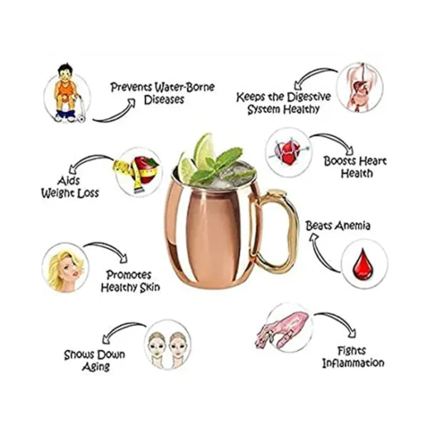 Hammered Design - 100% Pure Copper Jar with Inbuilt Glass