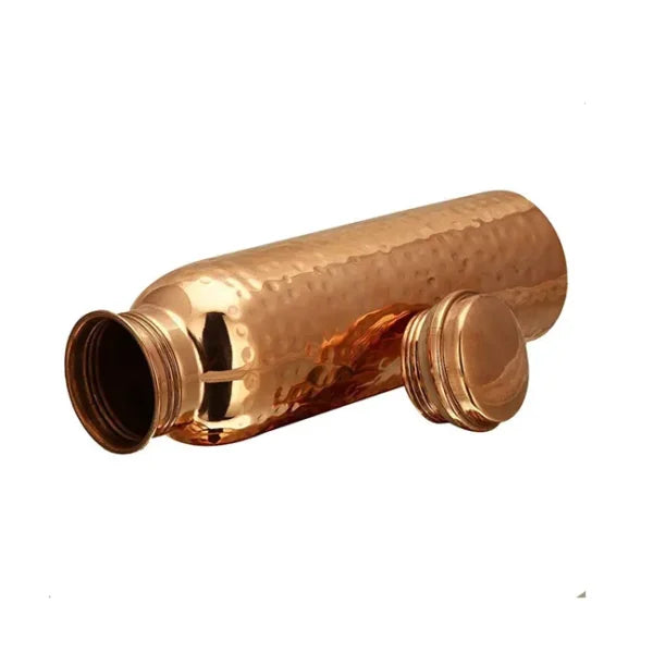 Hammered Finish - 100% Pure Copper Bottle Set with 2 Glasses