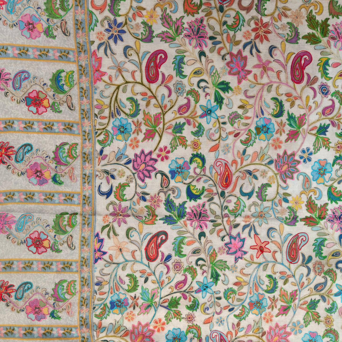 Premium Kashmiri Floral Pashmina Shawl for Women | Multicolor Embroidered Soft Winter Shawl | Luxury Designer Wrap