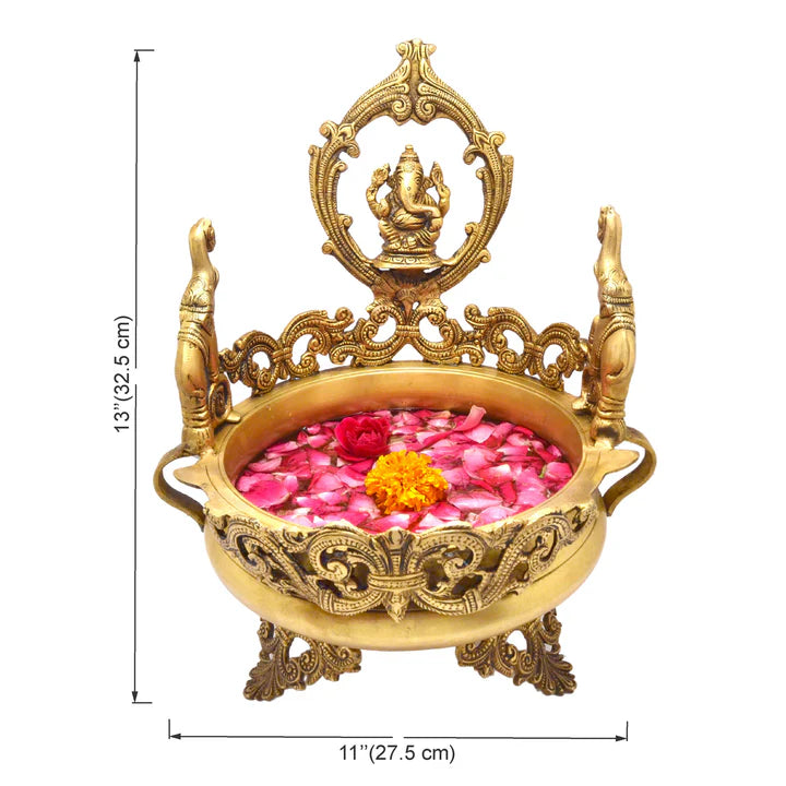 Brass Elephant Design - Ganesha Traditional Urli