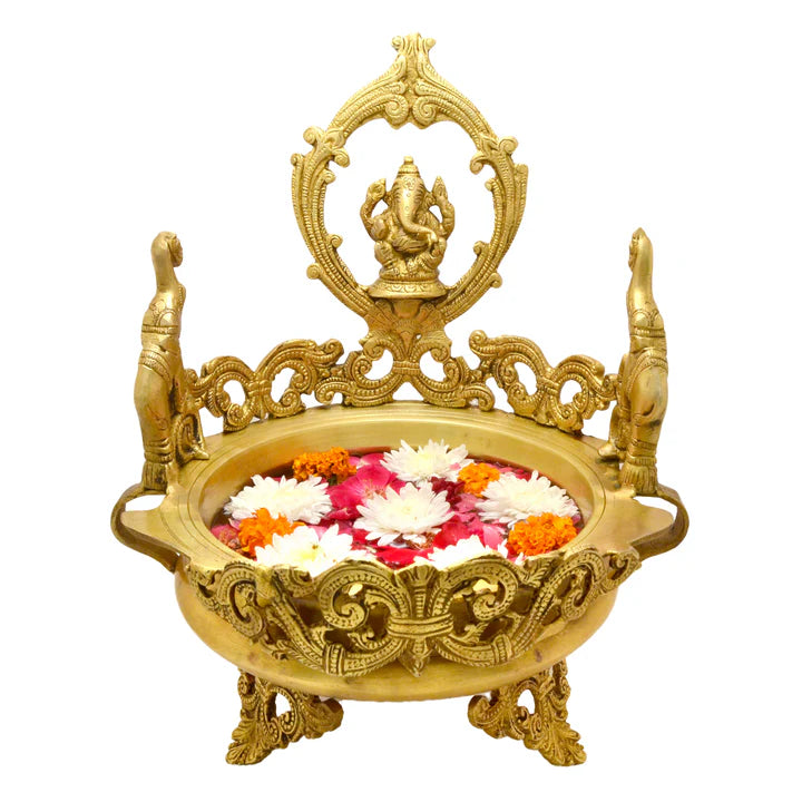 Brass Elephant Design - Ganesha Traditional Urli