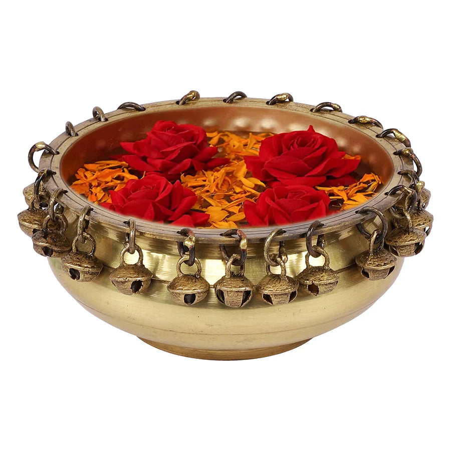 Ethnic Brass Traditional Urli with Hanging Bells