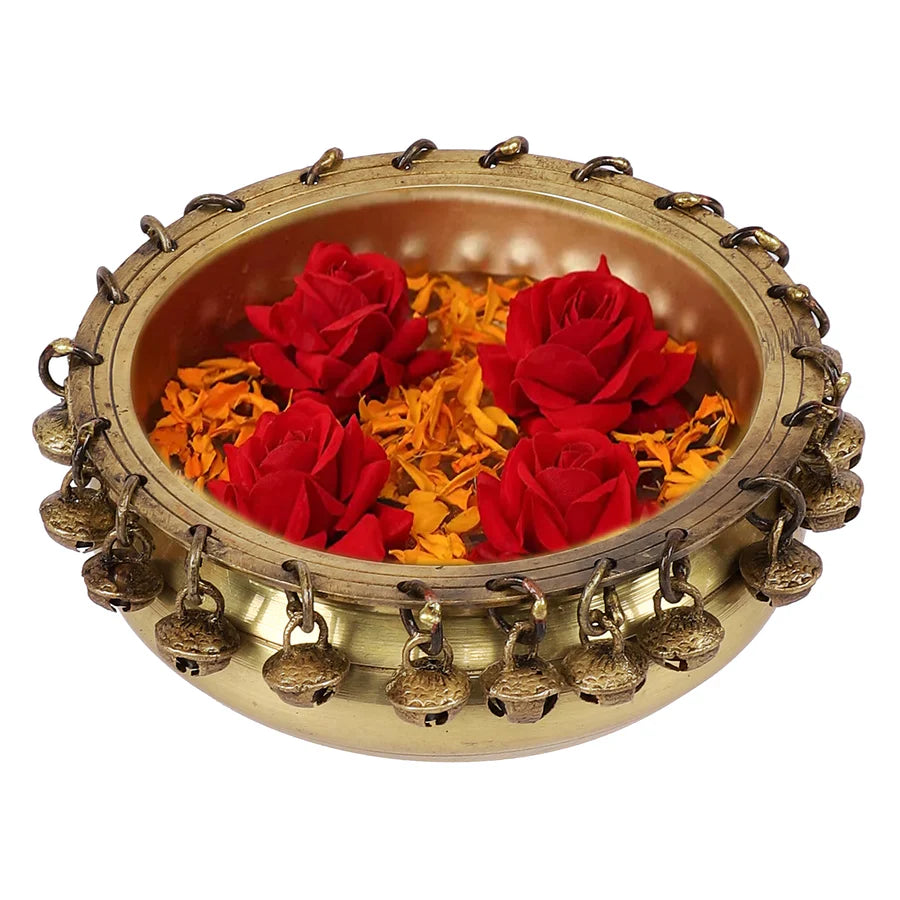 Ethnic Brass Traditional Urli with Hanging Bells