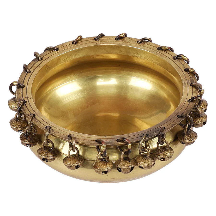 Ethnic Brass Traditional Urli with Hanging Bells
