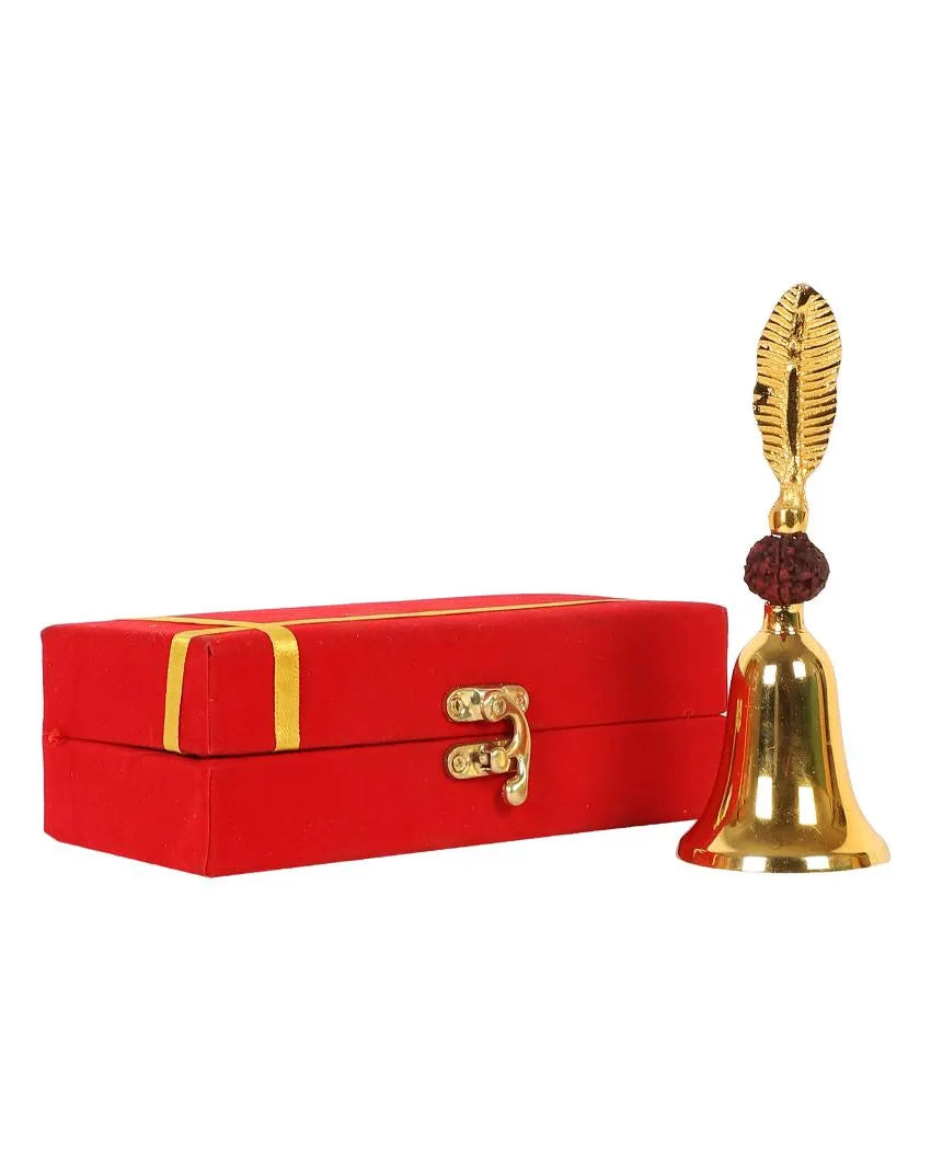 Rudraksha Studded Gold Brass Bell