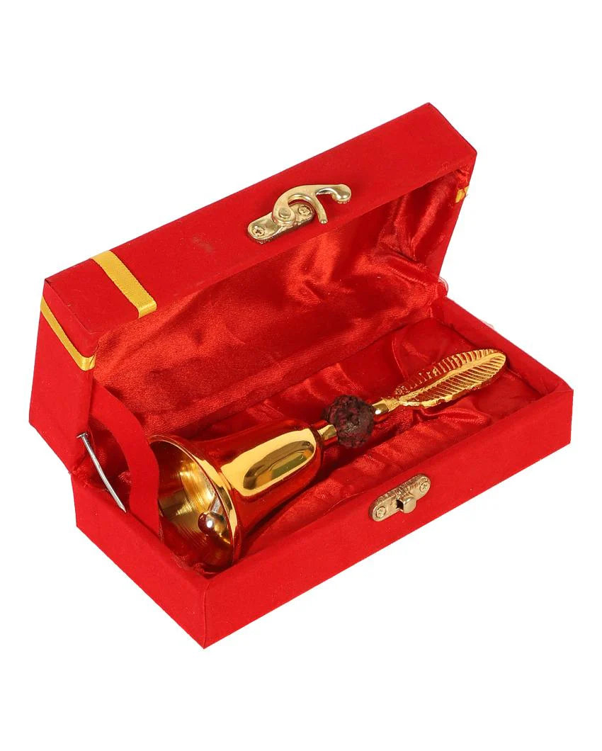 Rudraksha Studded Gold Brass Bell