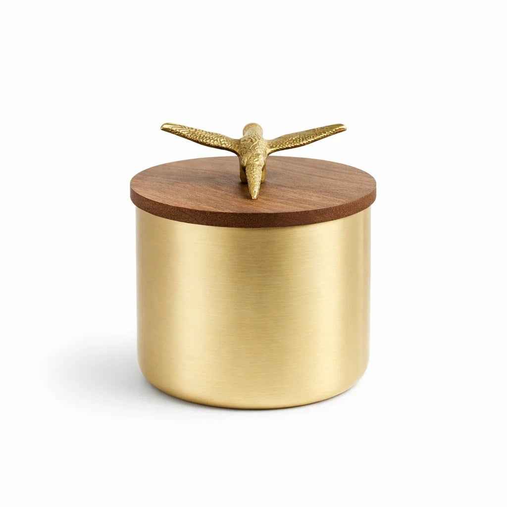 Golden Eagle Brass Storage Jar Set of 2 | Airtight, Velvet Box