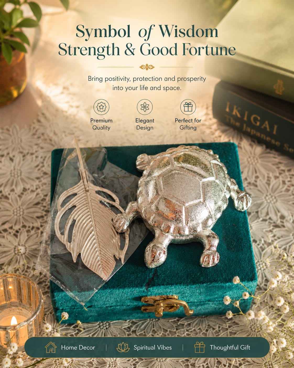 Handcrafted Silver-Plated Roli Chawal Tortoise Set for Pooja | Jain Art Villa