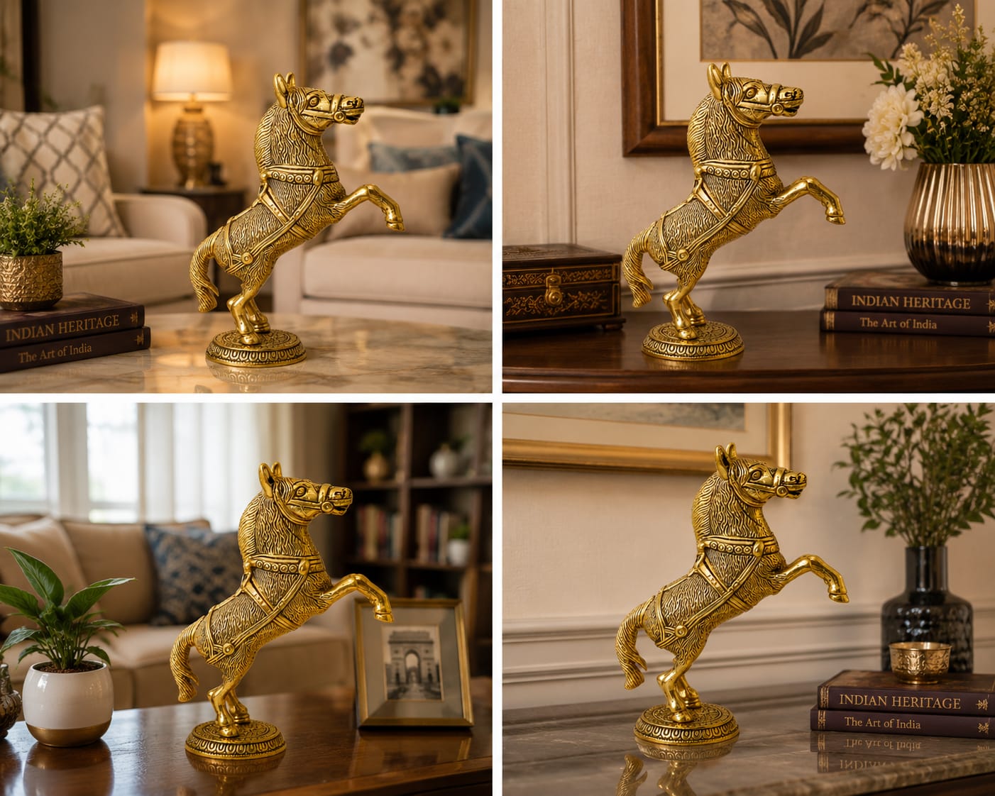 Decorative Brass Horse Figurine | Vastu Feng Shui Horse for Prosperity & Success pack of 2