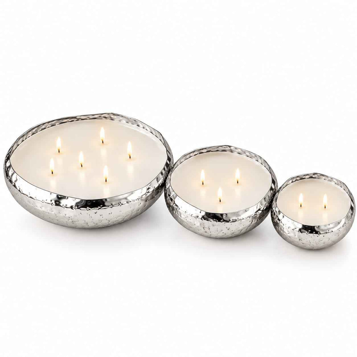 Set of 3 Urli Candles – Multi-Wick Wax-Filled Diya Bowls for Pooja & Diwali