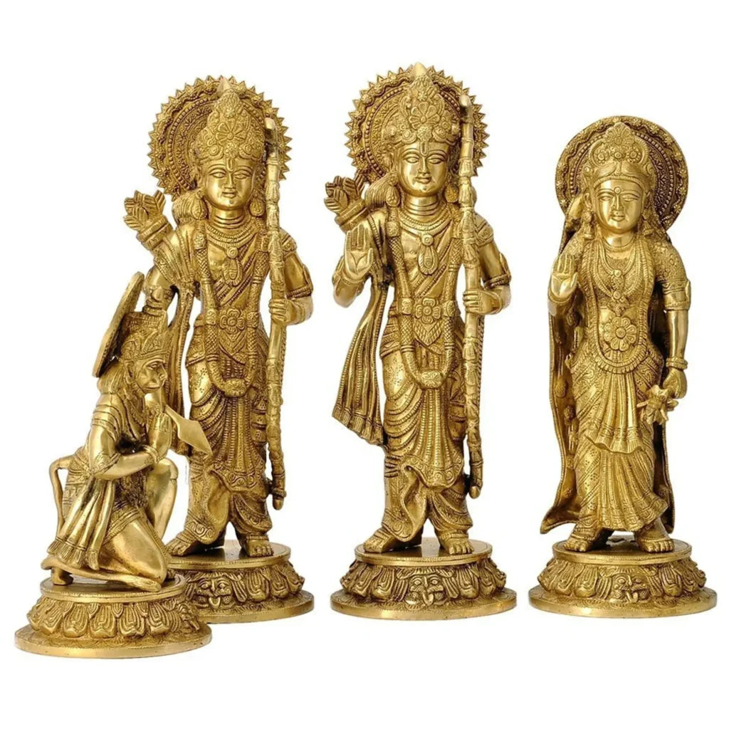 Shri Ram Darbar Brass Murties Set (Rama, Sita, Lakshman, Hanumana)