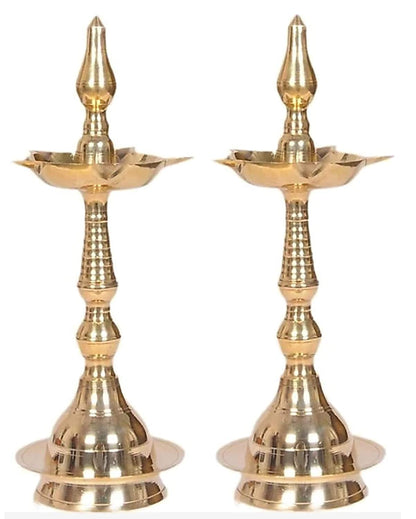 Brass Kerala Kuthu Vilakku Akhand Jyoti Diya Oil Lamp Stand