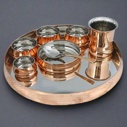 Steel Copper Traditional Curved Dinner Set