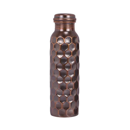 Diamond Cut Antique Design - 100% Pure Copper Water Bottle