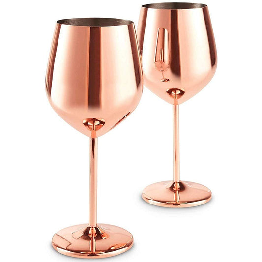 Stainless Steel Copper Finish Stemmed Wine Glasses