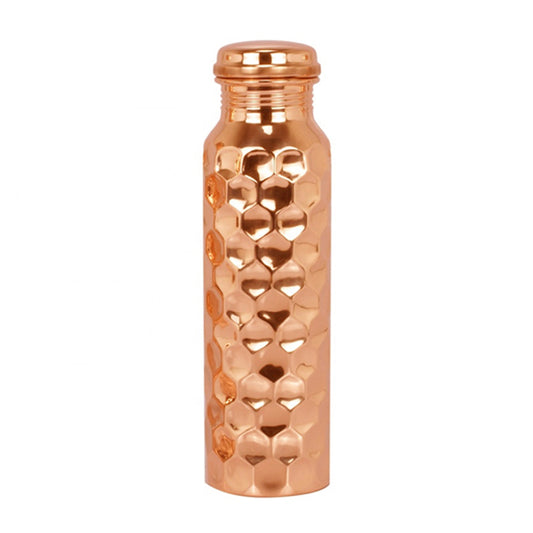 Diamond Cut Design - 100% Pure Copper Water Bottle