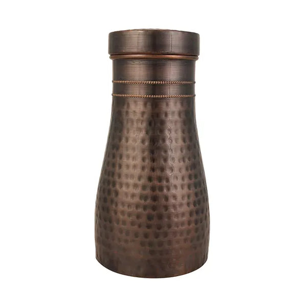 Antique Finish - 100% Pure Copper Jar with Inbuilt Glass - JAIN ART VILLA
