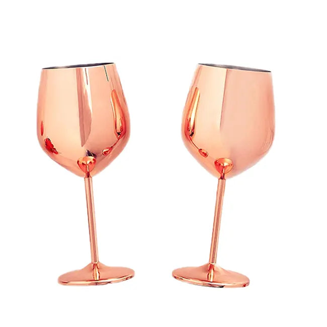 Stainless Steel Copper Finish Stemmed Wine Glasses