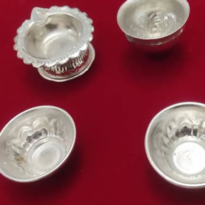 Silver Decorative Puja Thali with Ghungroo