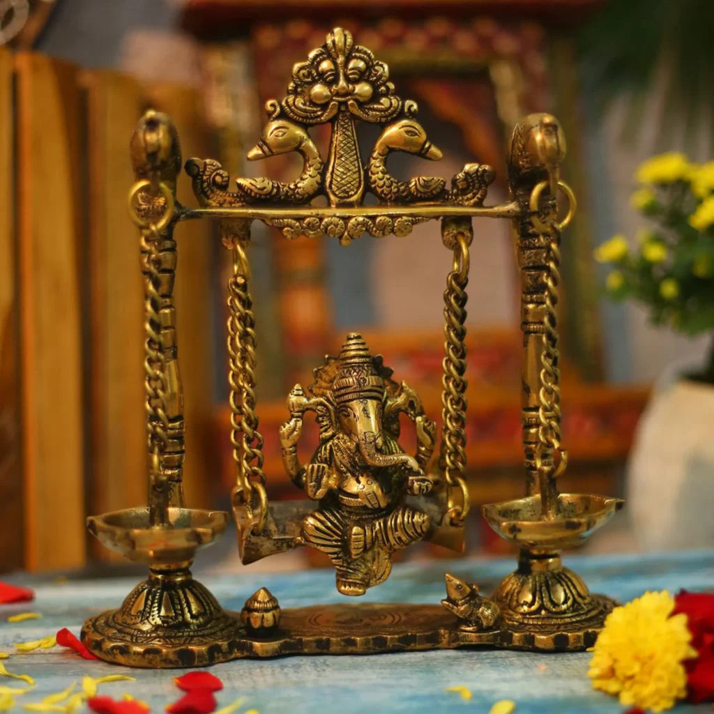 Brass Ganesha Idol With Jhula