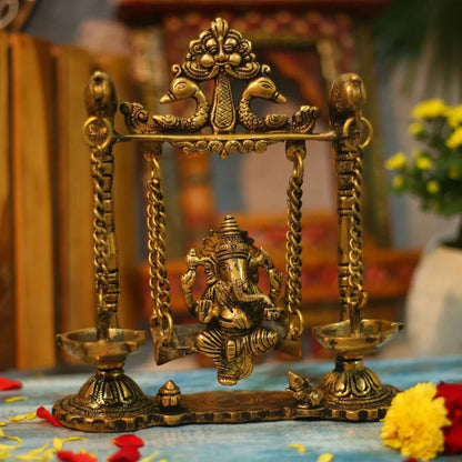 Brass Ganesha Idol With Jhula