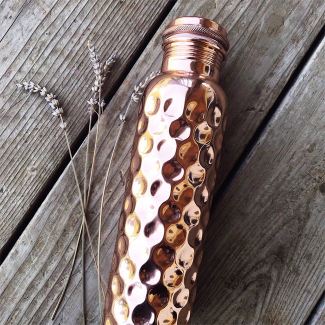 Diamond Cut Design - 100% Pure Copper Water Bottle