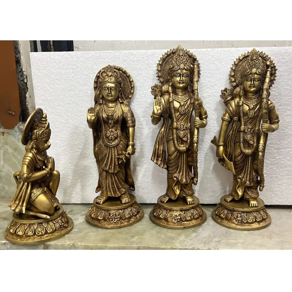 Shri Ram Darbar Brass Murties Set (Rama, Sita, Lakshman, Hanumana)