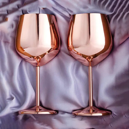 Stainless Steel Copper Finish Stemmed Wine Glasses